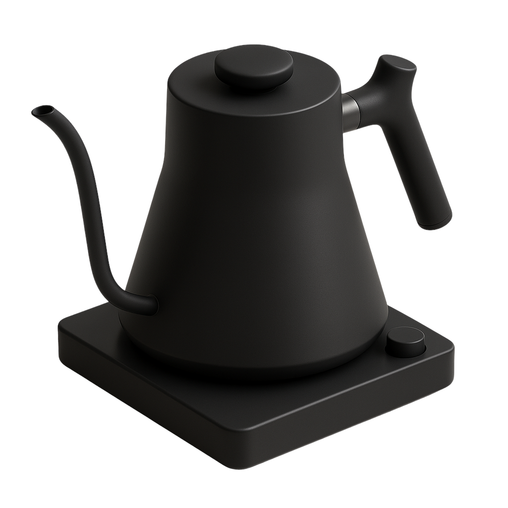 Fellow Kettle in black facing left.