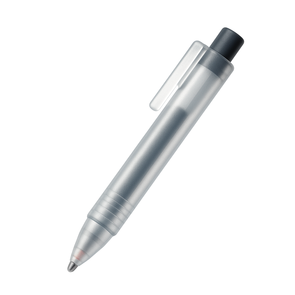 Muji Pen. Translucent. Black 0.5 ink.