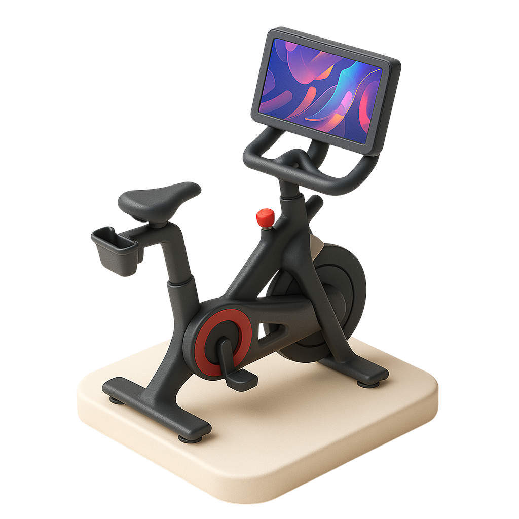 Peloton bike facing right with the screen on