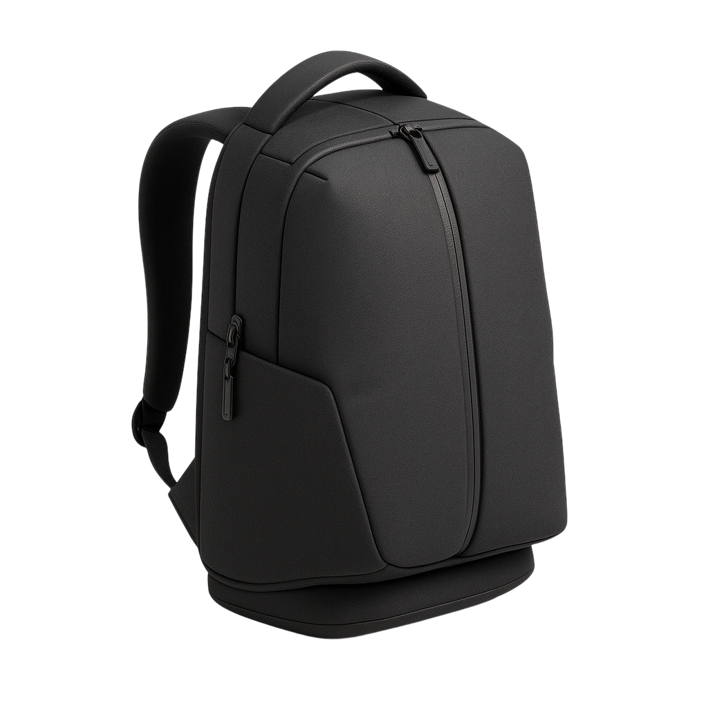 AER Fit Backpack in Black with a zipper down the middle
