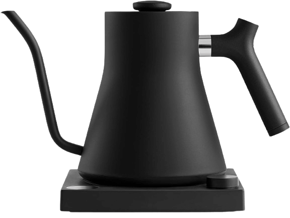 Fellow Kettle in black facing left.