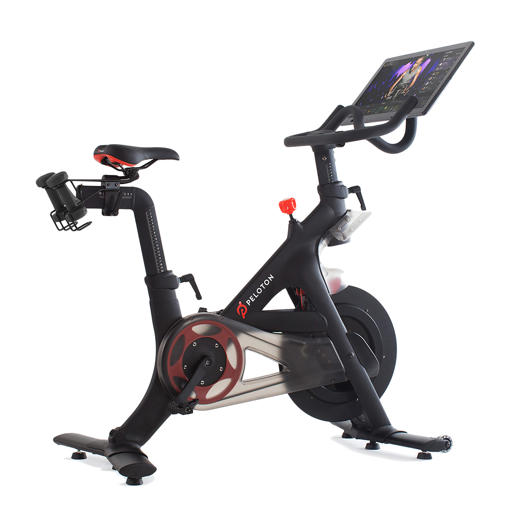 Peloton bike facing right with the screen on