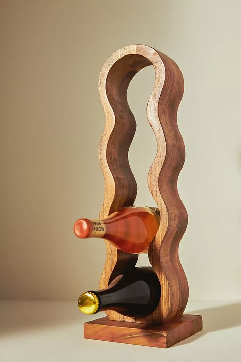 A curved wine bottle