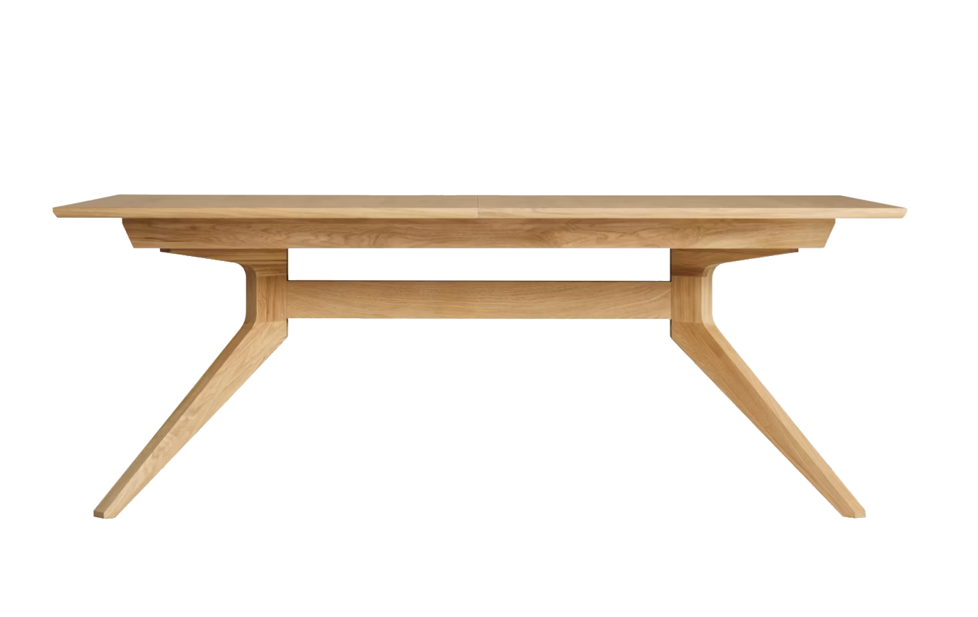 Oak wood Cross Extension Table from Design within reach; it's expandable, and has a nice angular shape to its legs.